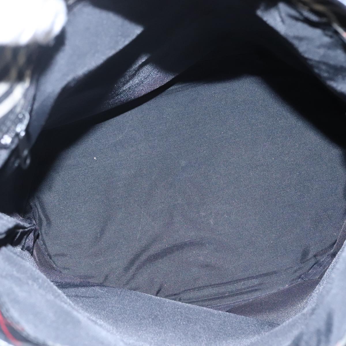 Burberrys Nova Check Blue Label Tote Bag Nylon Black Silver Auth bs22959