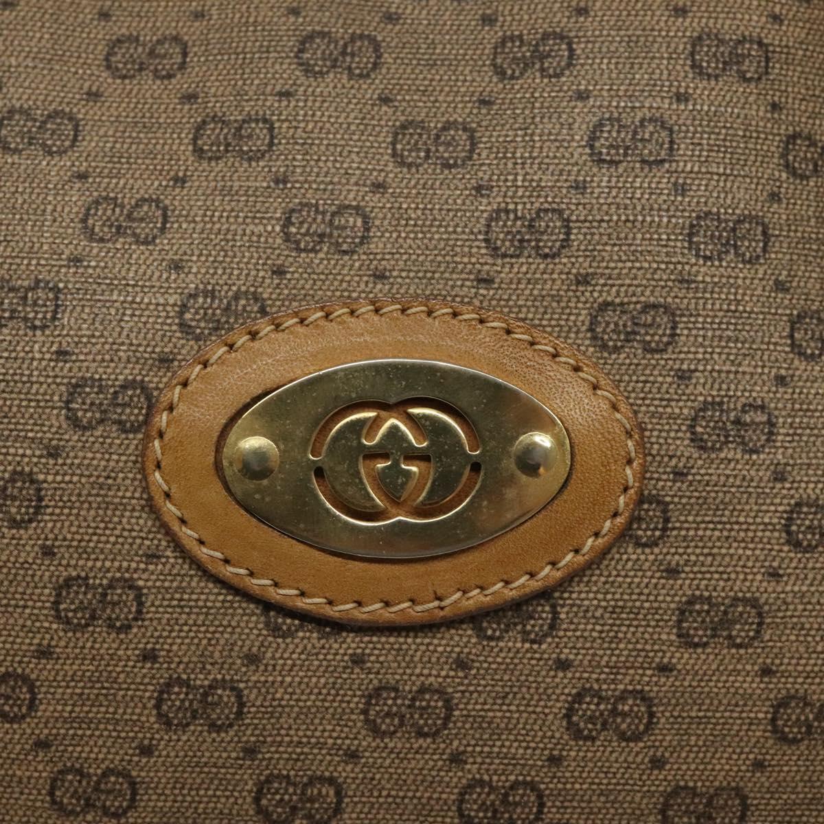 GUCCI Micro GG Supreme Hand Bag PVC Leather Beige Gold 000 39 0030 Auth bs22970