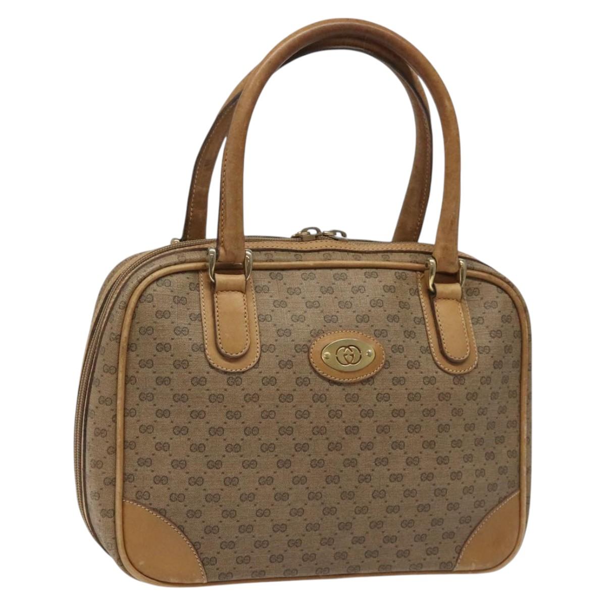 GUCCI Micro GG Supreme Hand Bag PVC Leather Beige Gold 000 39 0030 Auth bs22970
