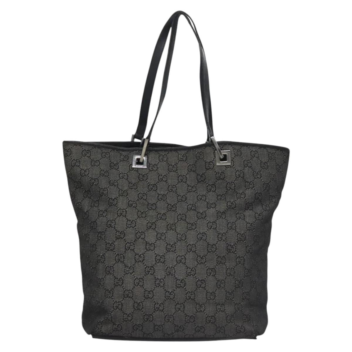 GUCCI GG Canvas Tote Bag Black Silver 31243 Auth bs22975