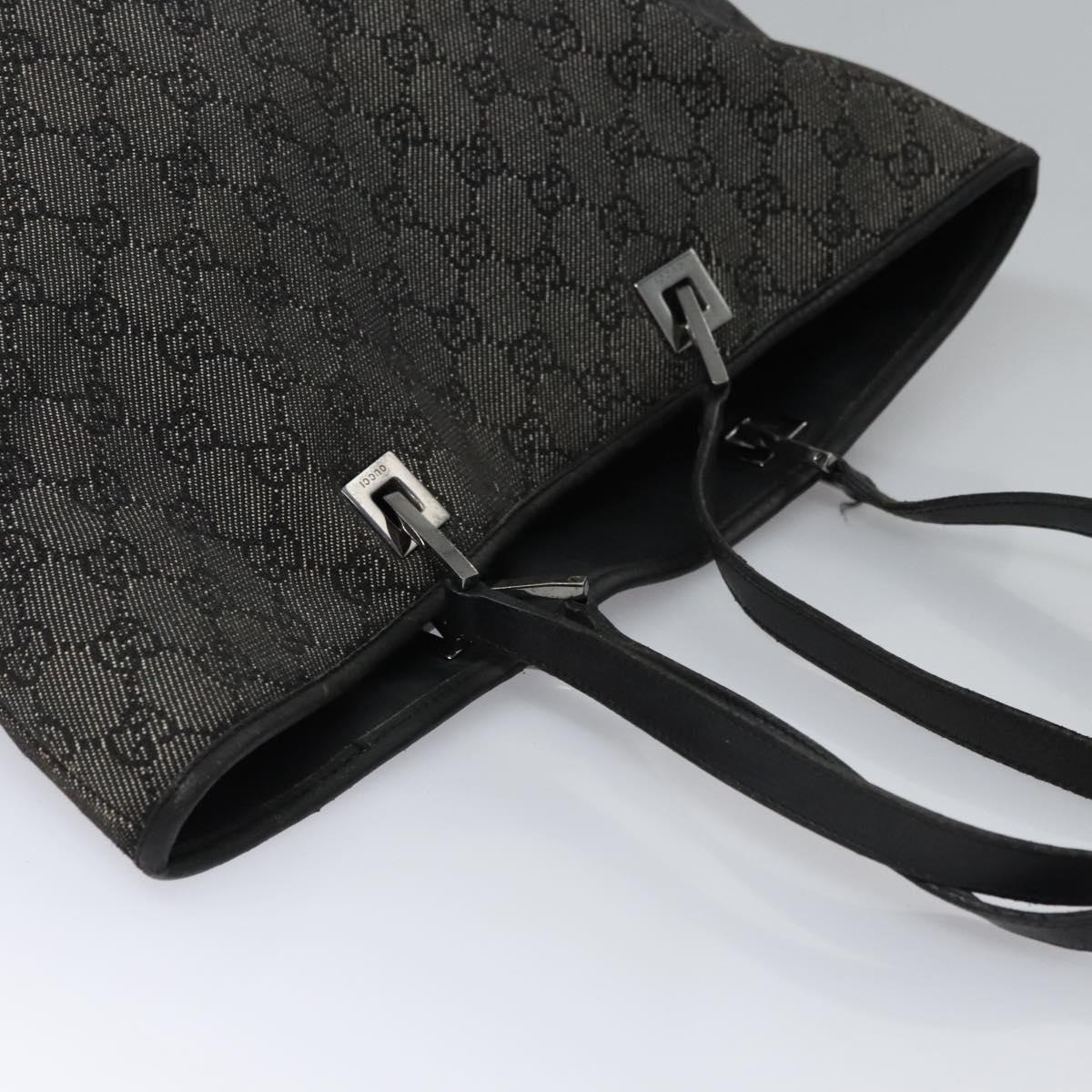 GUCCI GG Canvas Tote Bag Black Silver 31243 Auth bs22975