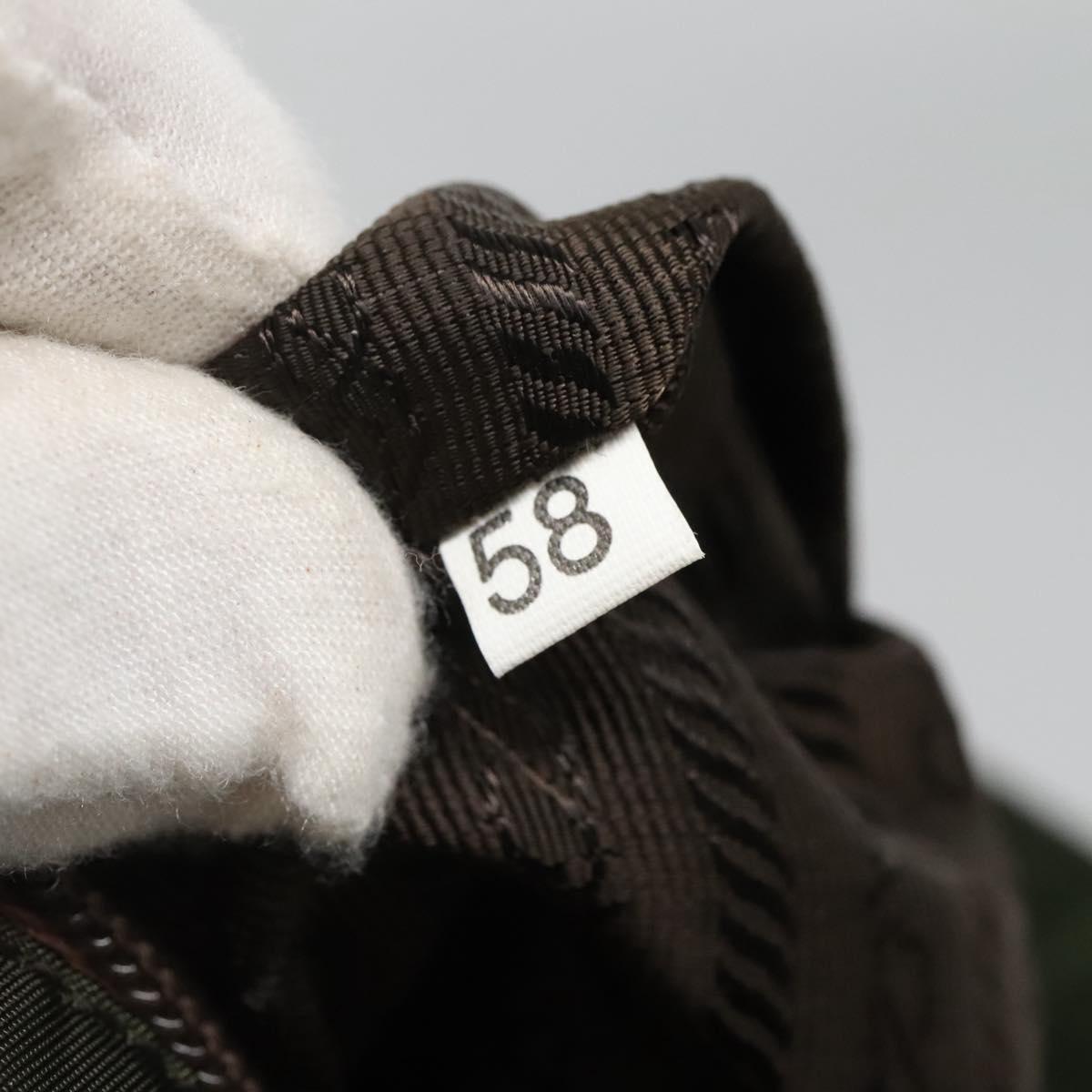 PRADA Tote Bag Nylon Khaki Brown Silver Auth bs22976