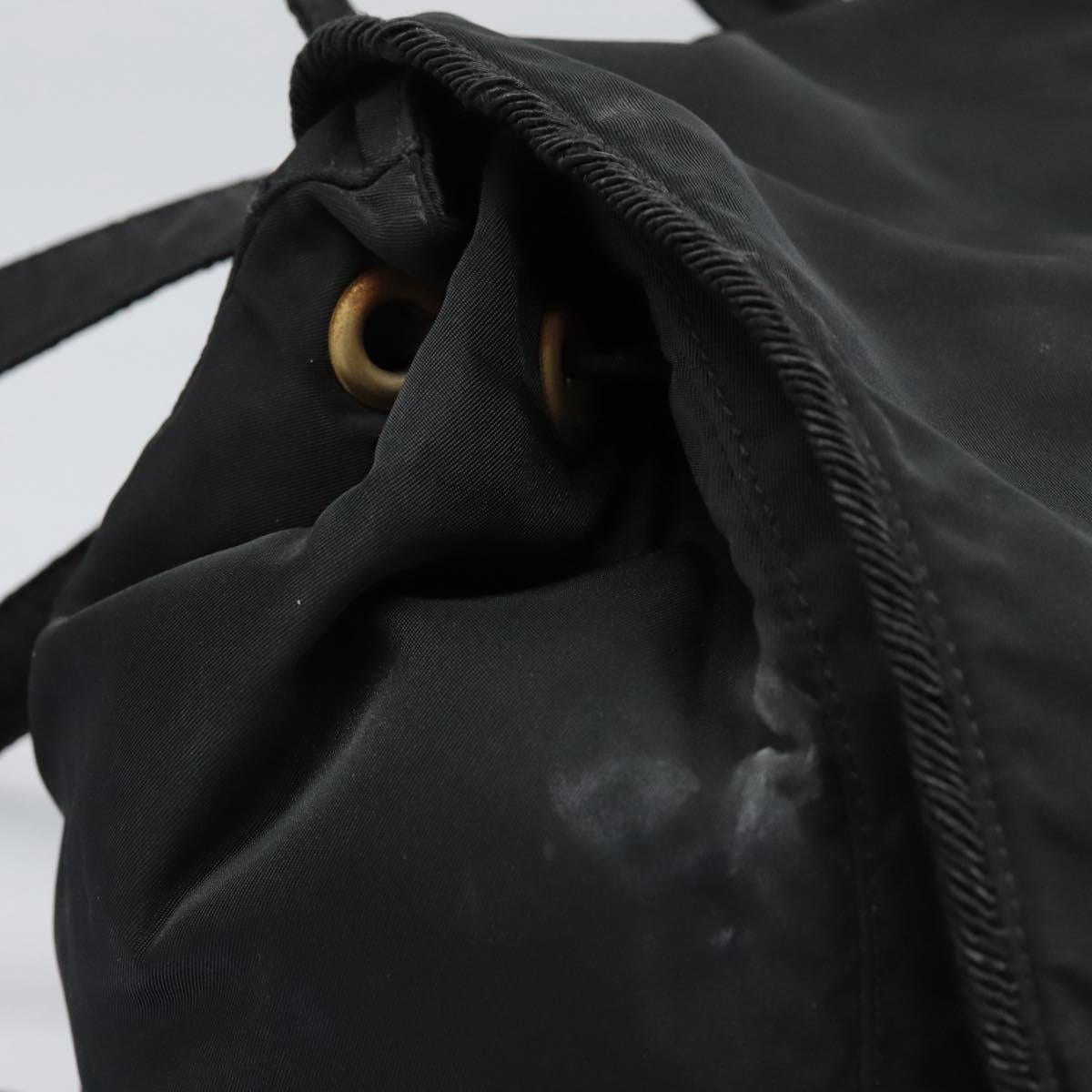 PRADA Backpack Nylon Black Gold Auth bs22978