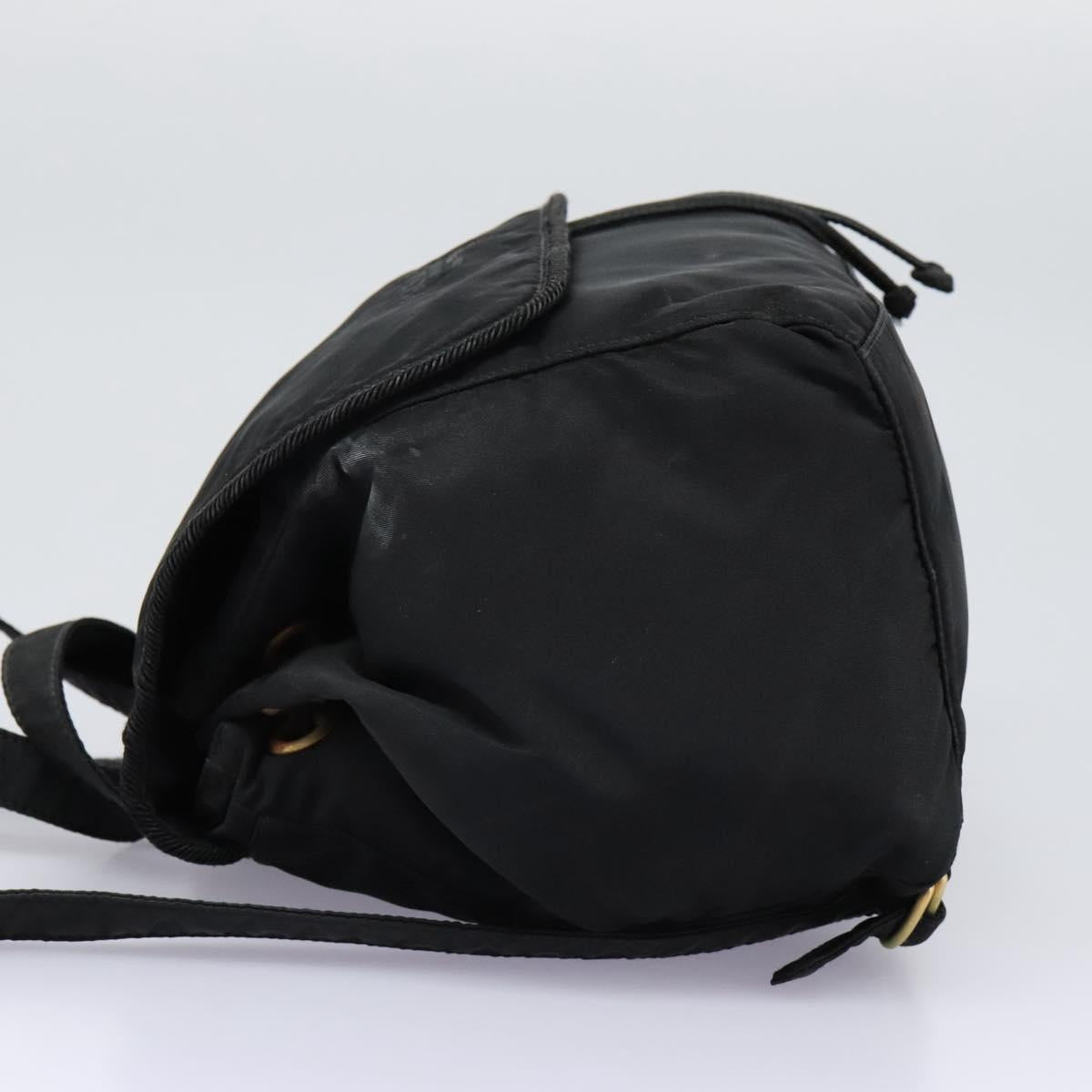 PRADA Backpack Nylon Black Gold Auth bs22978