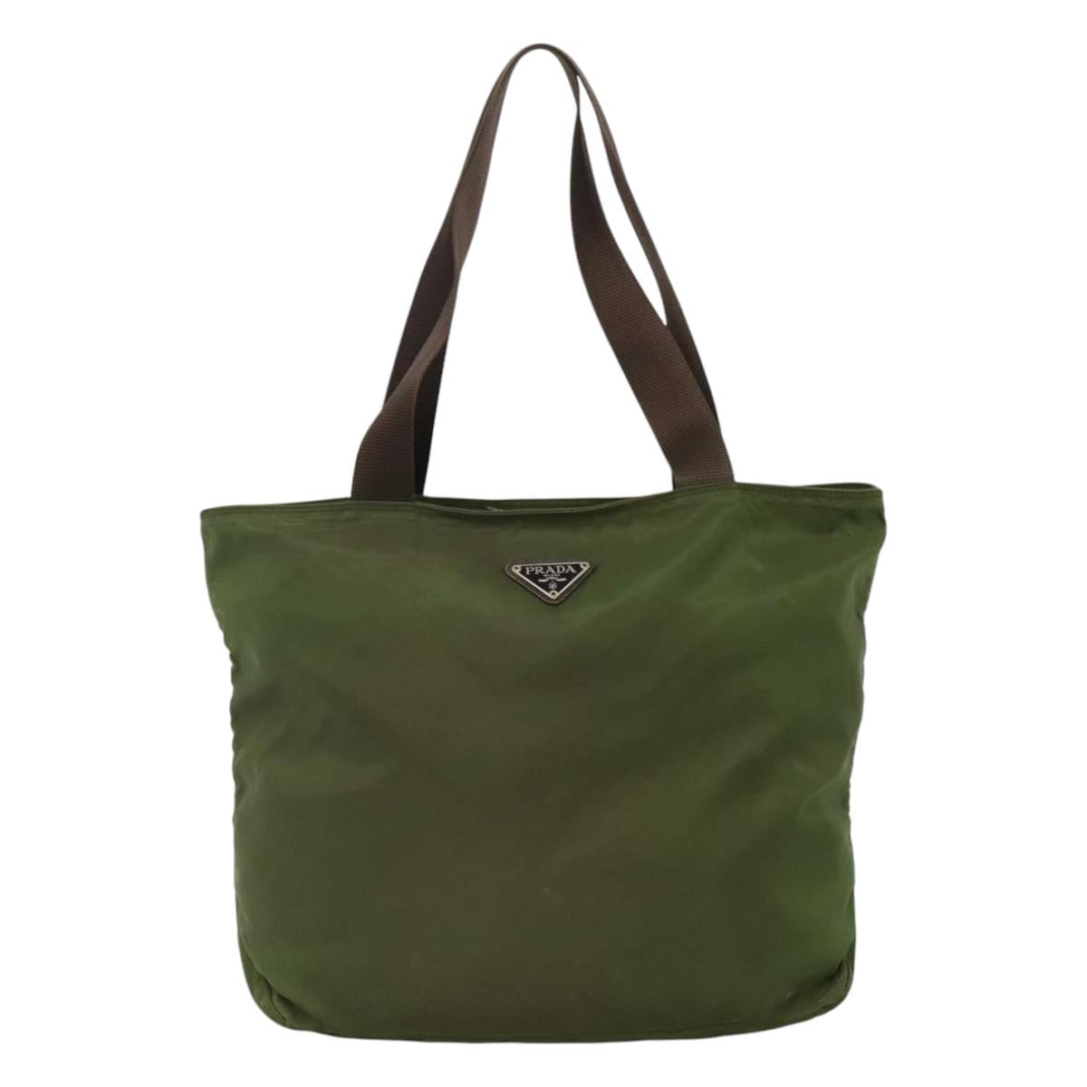 PRADA Tote Bag Nylon Khaki Auth bs22979