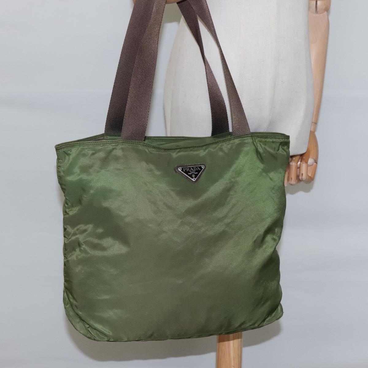 PRADA Tote Bag Nylon Khaki Auth bs22979
