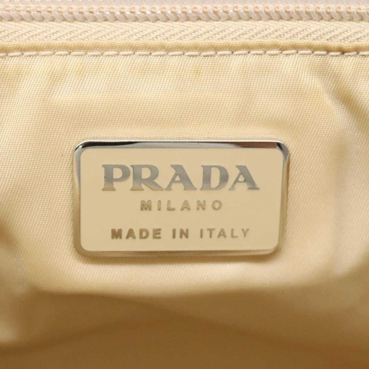 PRADA Hand Bag Nylon Plastic Beige Clear Auth bs22980