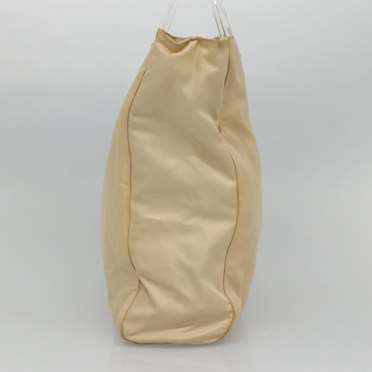 PRADA Hand Bag Nylon Plastic Beige Clear Auth bs22980