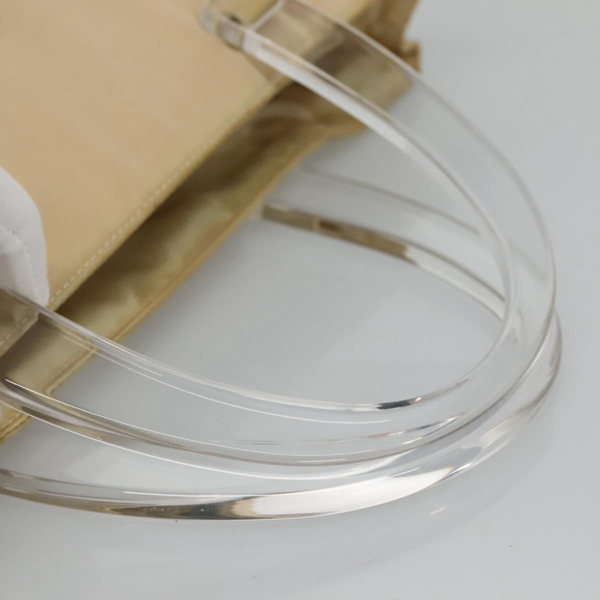 PRADA Hand Bag Nylon Plastic Beige Clear Auth bs22980