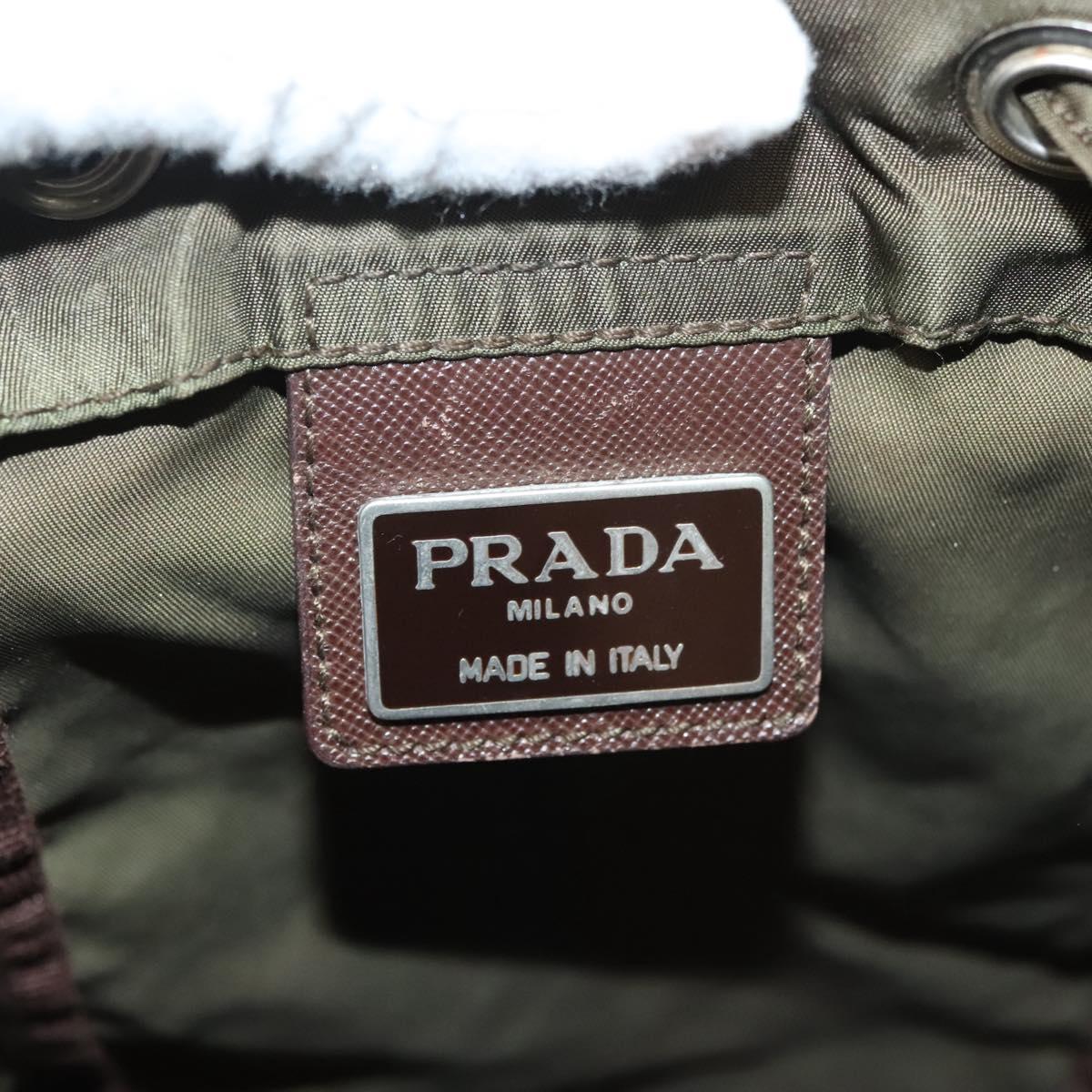 PRADA Backpack Nylon Khaki Silver Auth bs22991