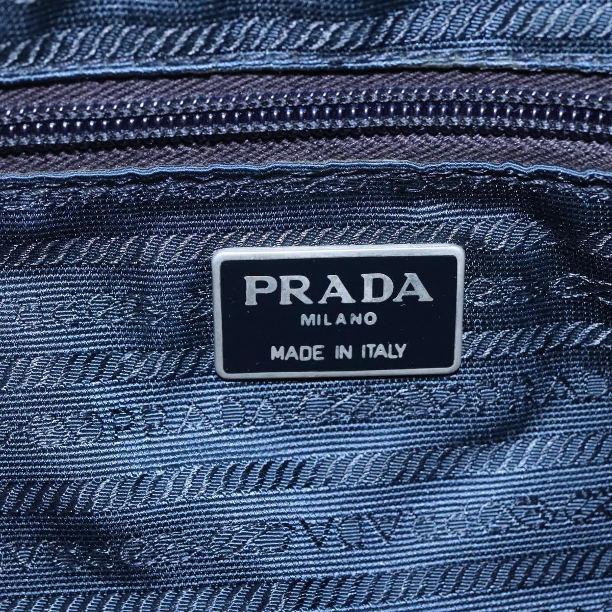PRADA Hand Bag Nylon Navy Silver Auth bs22993