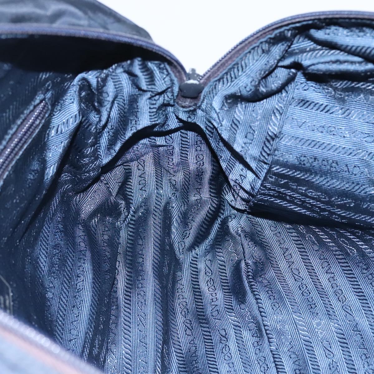 PRADA Hand Bag Nylon Navy Silver Auth bs22993