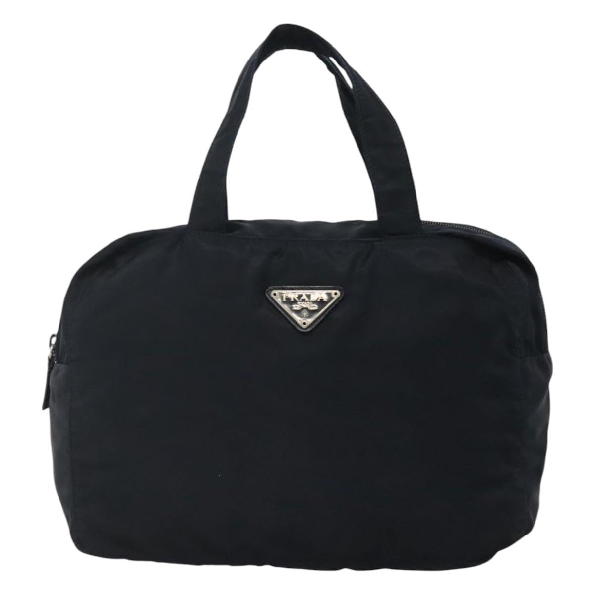 PRADA Hand Bag Nylon Navy Silver Auth bs22993
