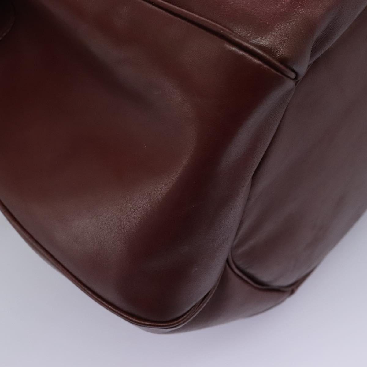 CARTIER Must Line Shoulder Bag Leather Bordeaux Gold Auth bs22994