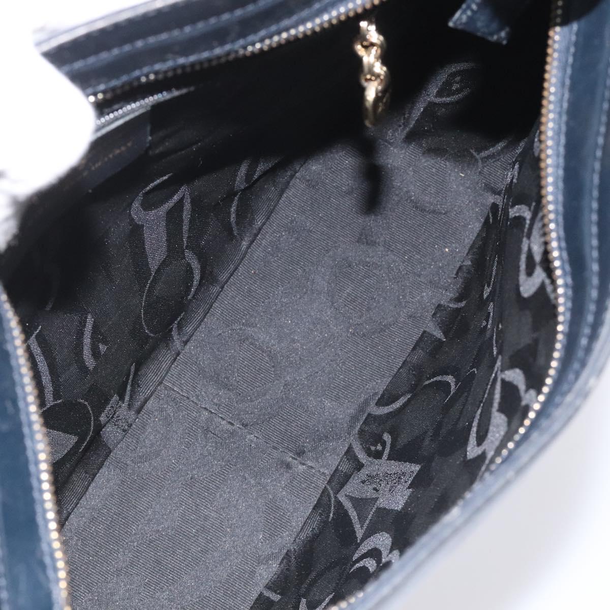 Salvatore Ferragamo Shoulder Bag Leather Navy Gold Auth bs22995