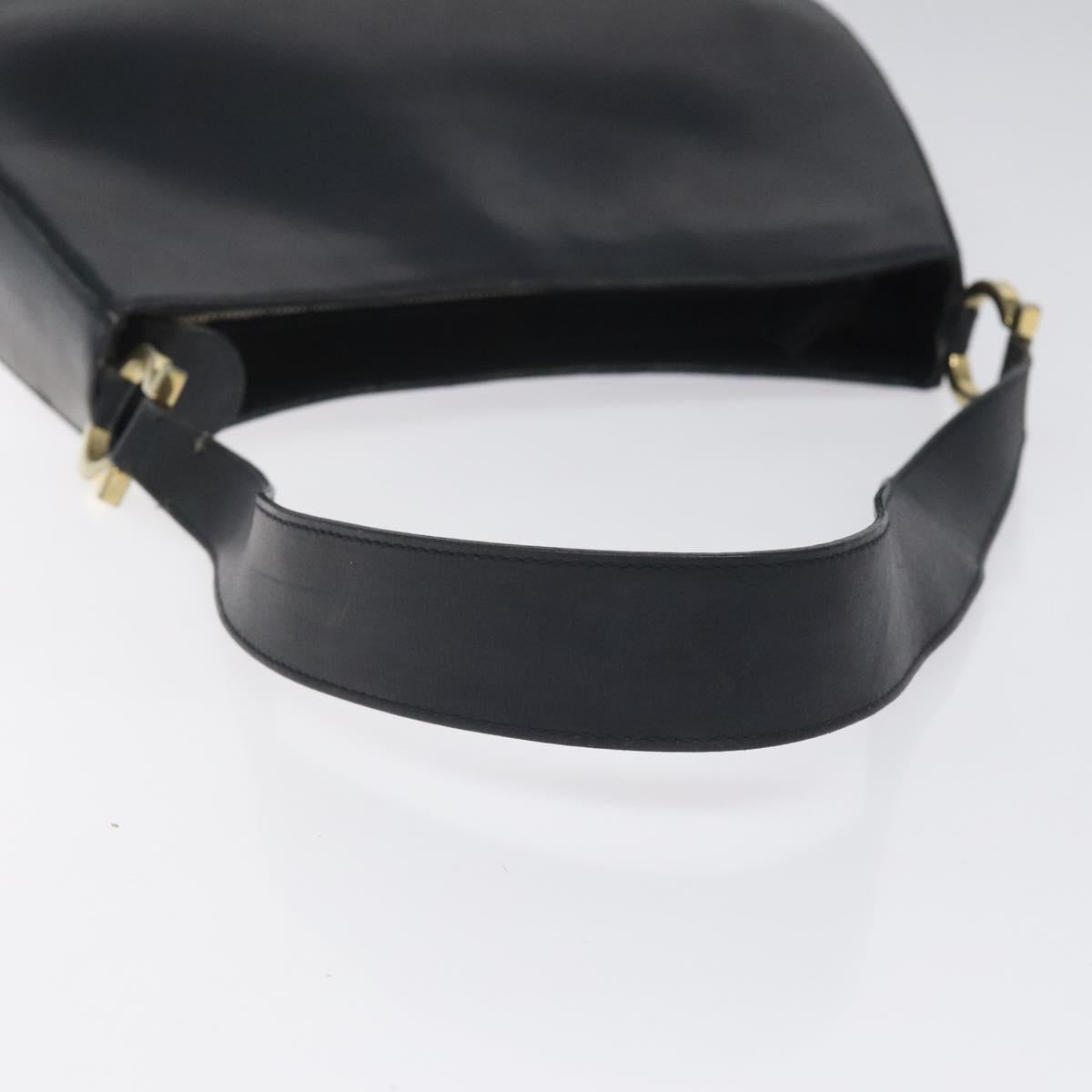 Salvatore Ferragamo Shoulder Bag Leather Navy Gold Auth bs22995