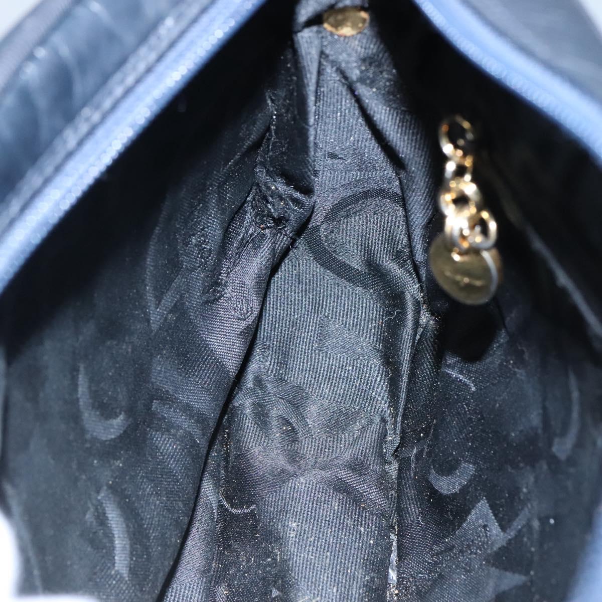 Salvatore Ferragamo Vala Shoulder Bag Leather Navy Gold Auth bs22996