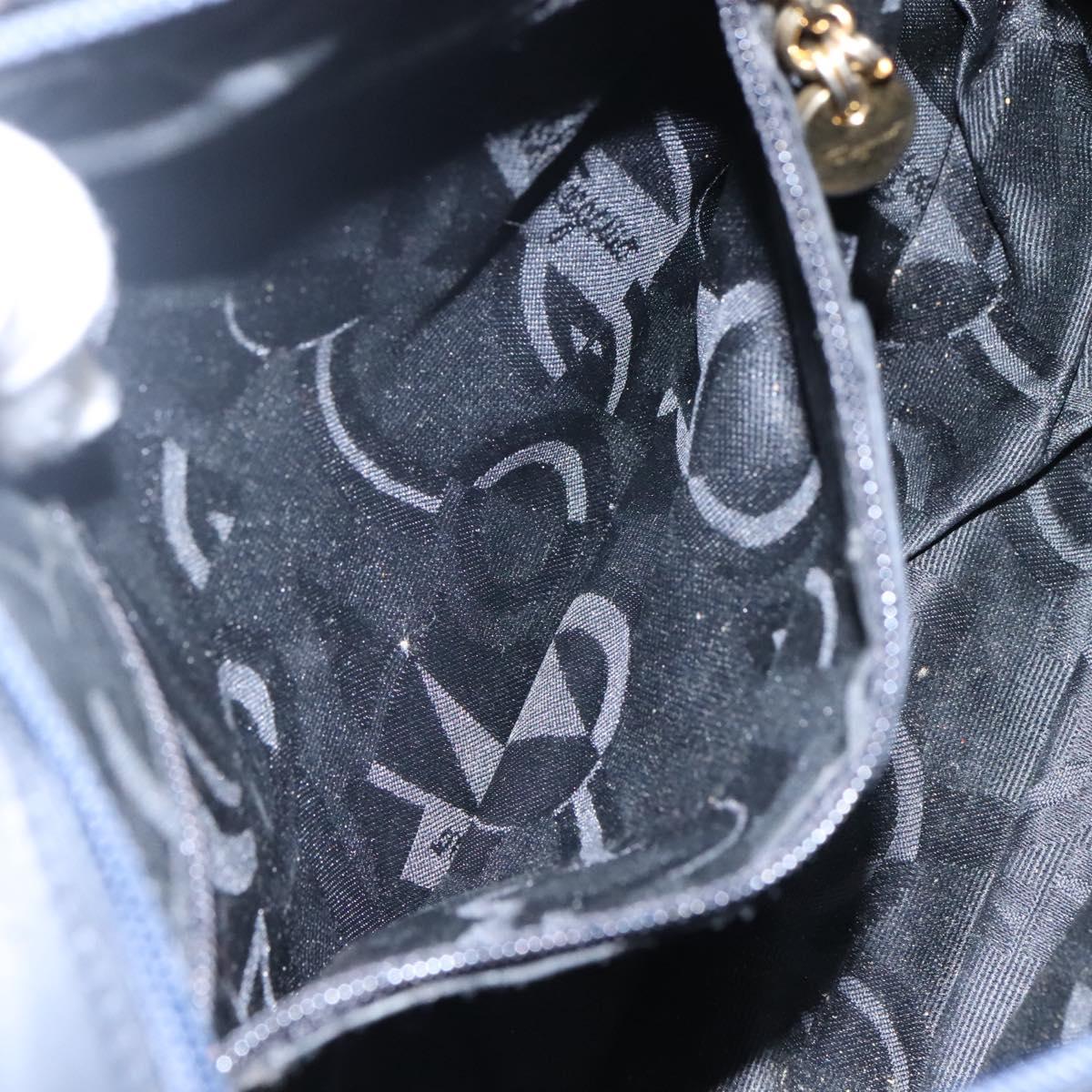 Salvatore Ferragamo Vala Shoulder Bag Leather Navy Gold Auth bs22996