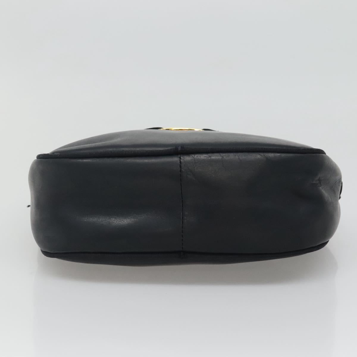 Salvatore Ferragamo Vala Shoulder Bag Leather Navy Gold Auth bs22996