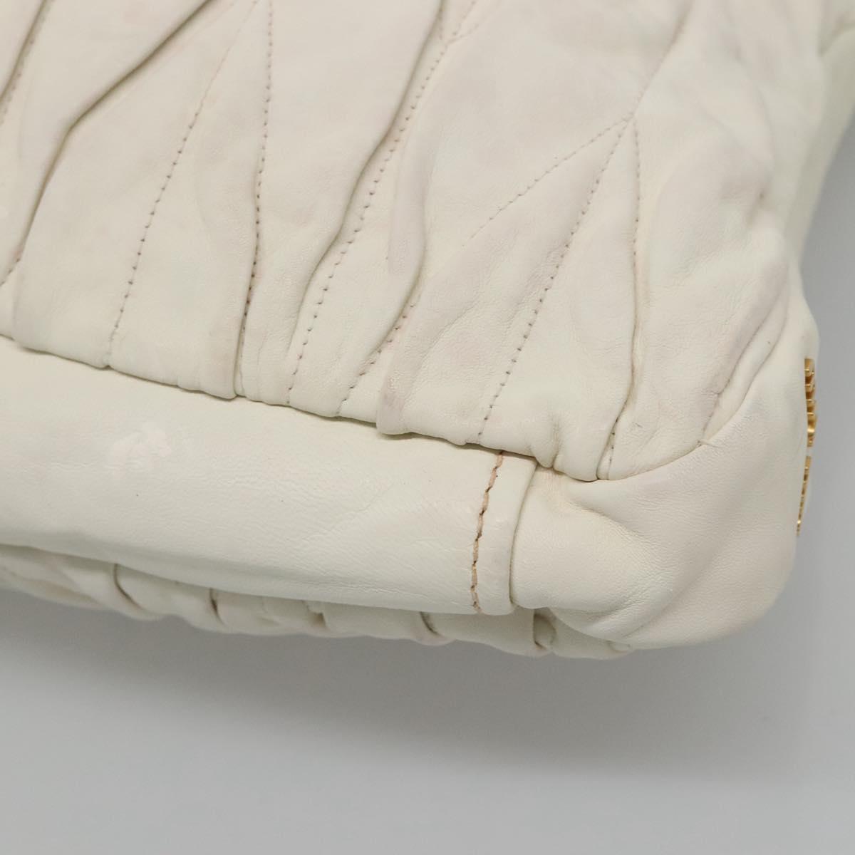 Miu Miu Matelasse Hand Bag Leather 2way White Auth bs22999