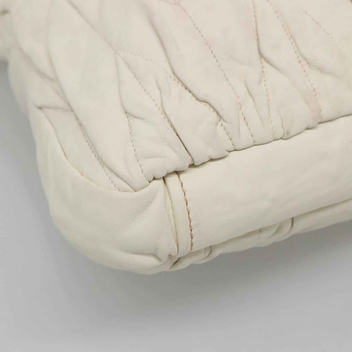 Miu Miu Matelasse Hand Bag Leather 2way White Auth bs22999