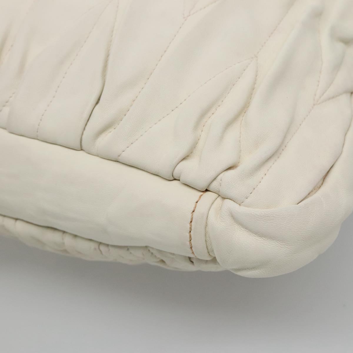 Miu Miu Matelasse Hand Bag Leather 2way White Auth bs22999