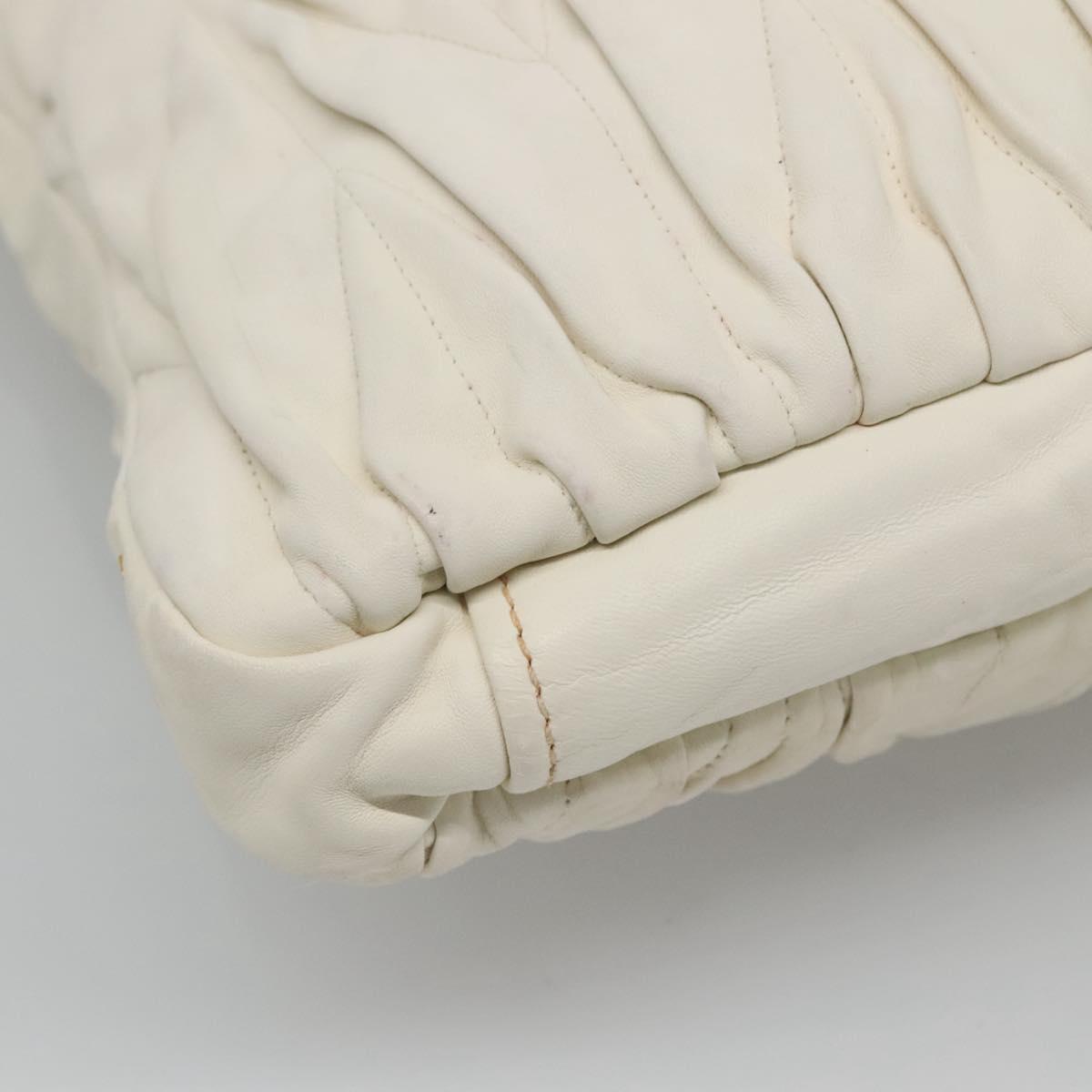Miu Miu Matelasse Hand Bag Leather 2way White Auth bs22999