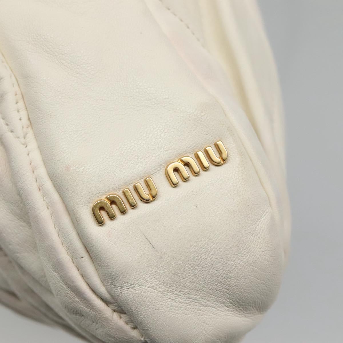 Miu Miu Matelasse Hand Bag Leather 2way White Auth bs22999