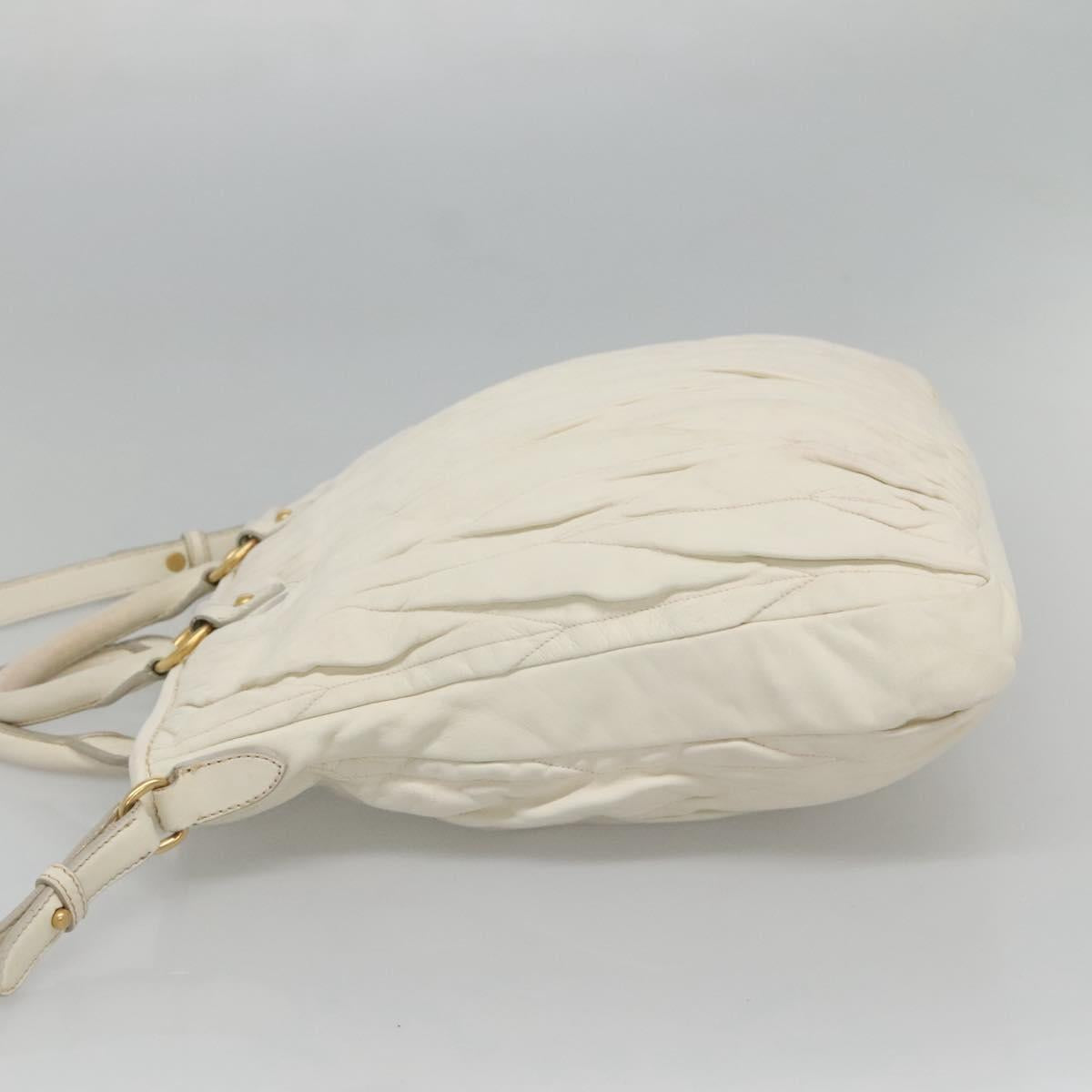 Miu Miu Matelasse Hand Bag Leather 2way White Auth bs22999