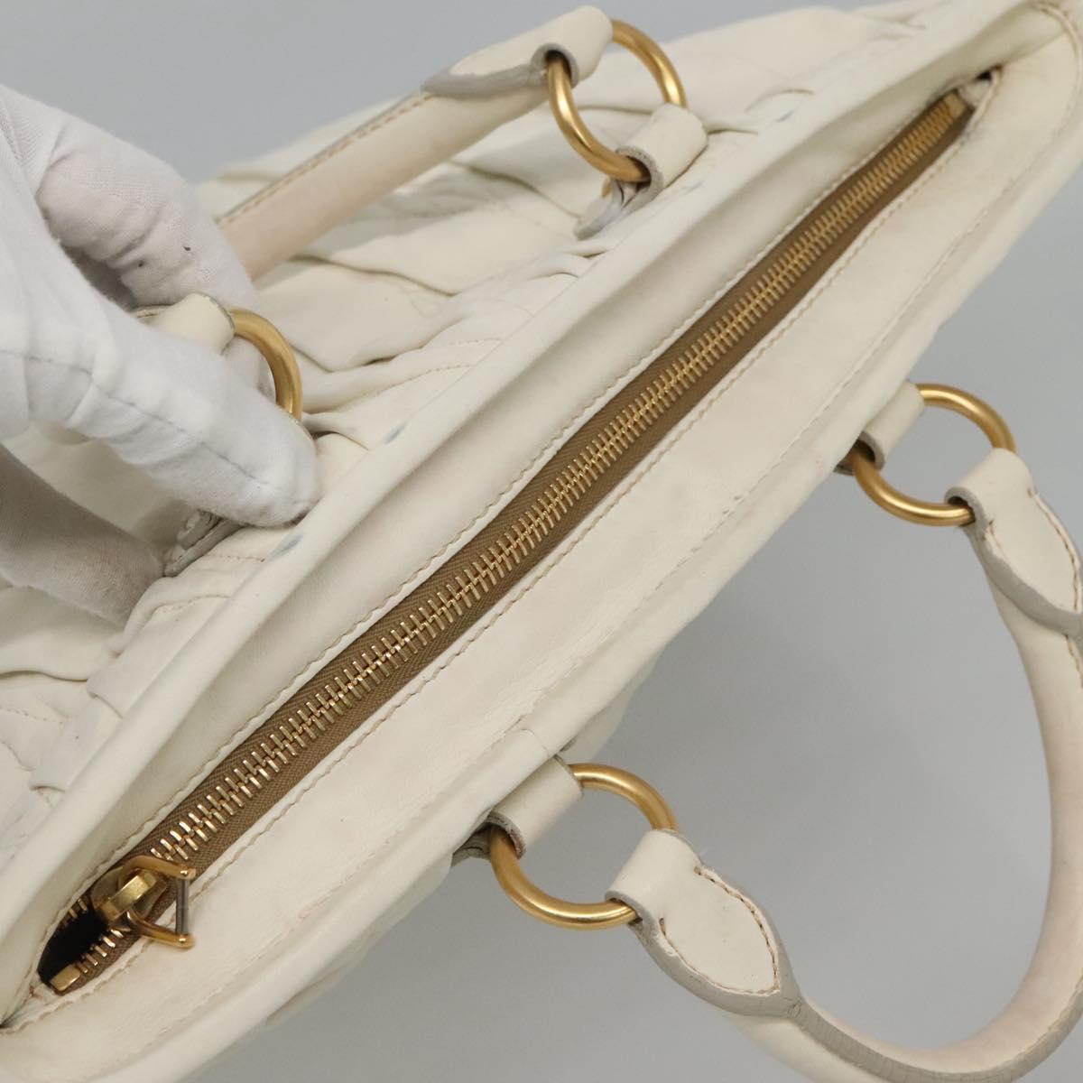 Miu Miu Matelasse Hand Bag Leather 2way White Auth bs22999
