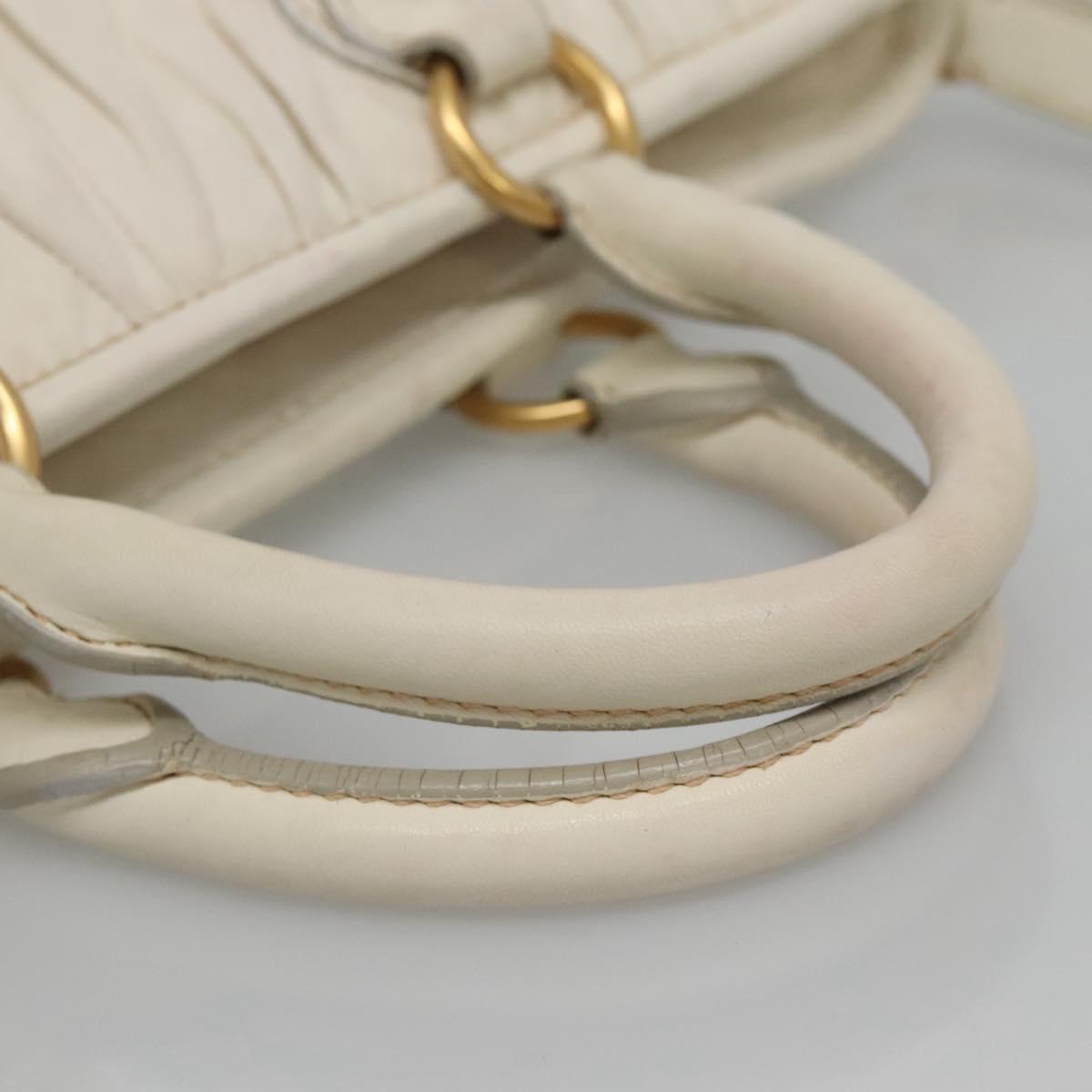 Miu Miu Matelasse Hand Bag Leather 2way White Auth bs22999