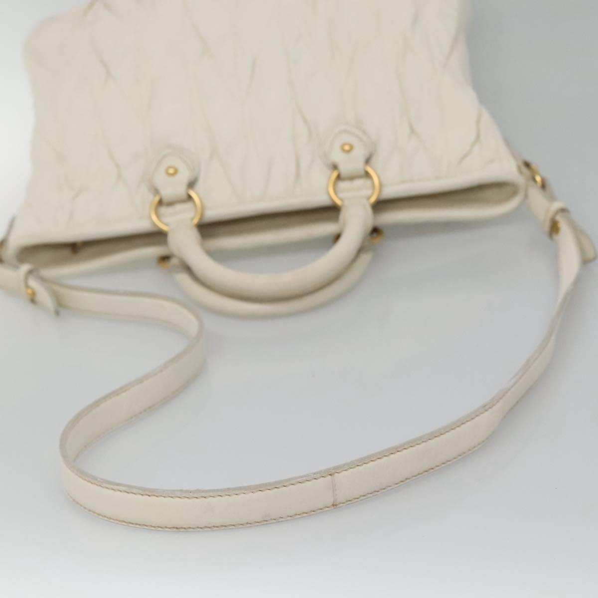 Miu Miu Matelasse Hand Bag Leather 2way White Auth bs22999
