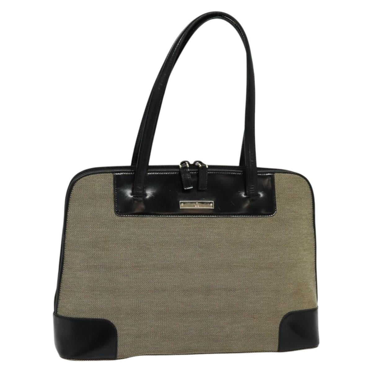 GUCCI Tote Bag Canvas Leather Gray Black Silver 002 1122 Auth bs23009