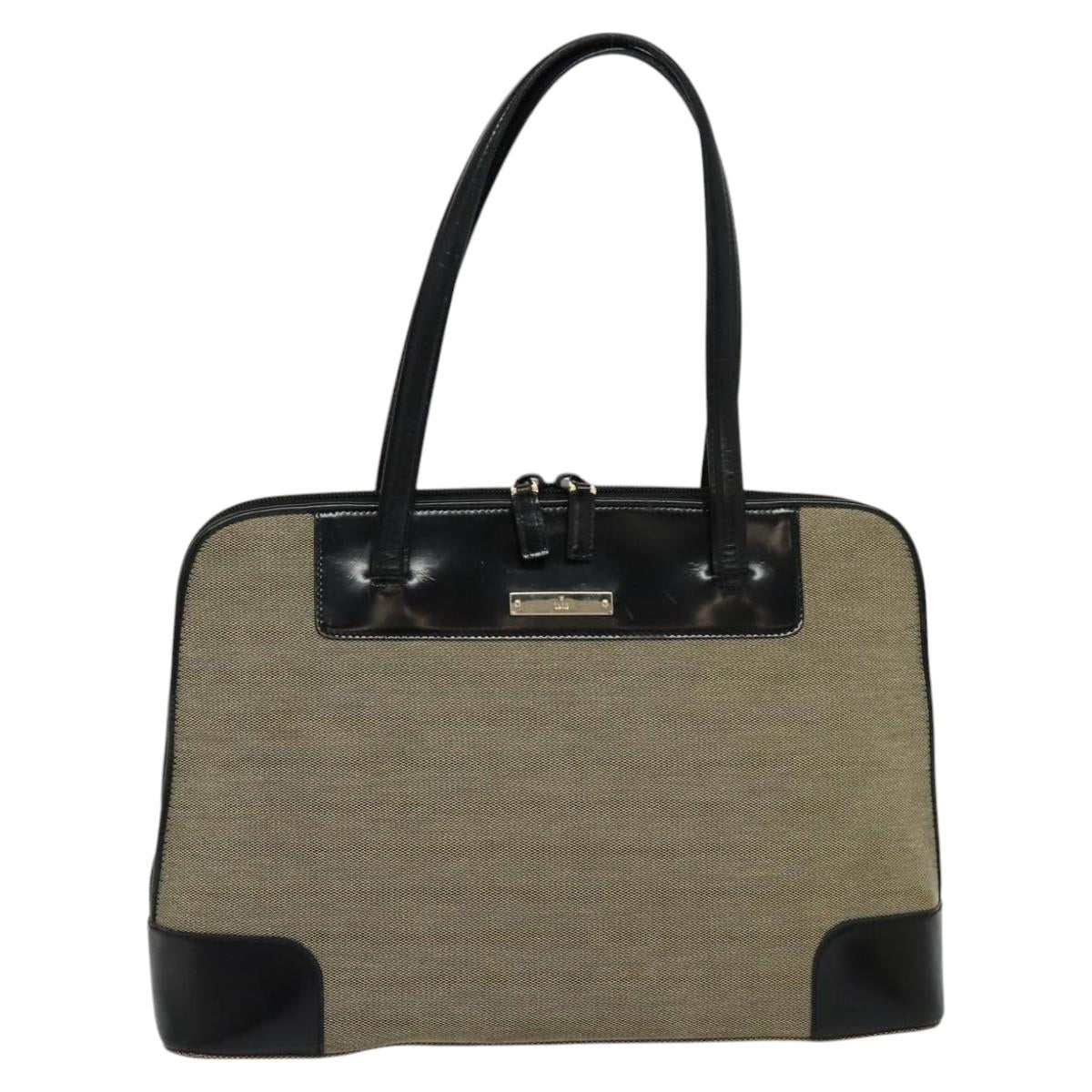 GUCCI Tote Bag Canvas Leather Gray Black Silver 002 1122 Auth bs23009