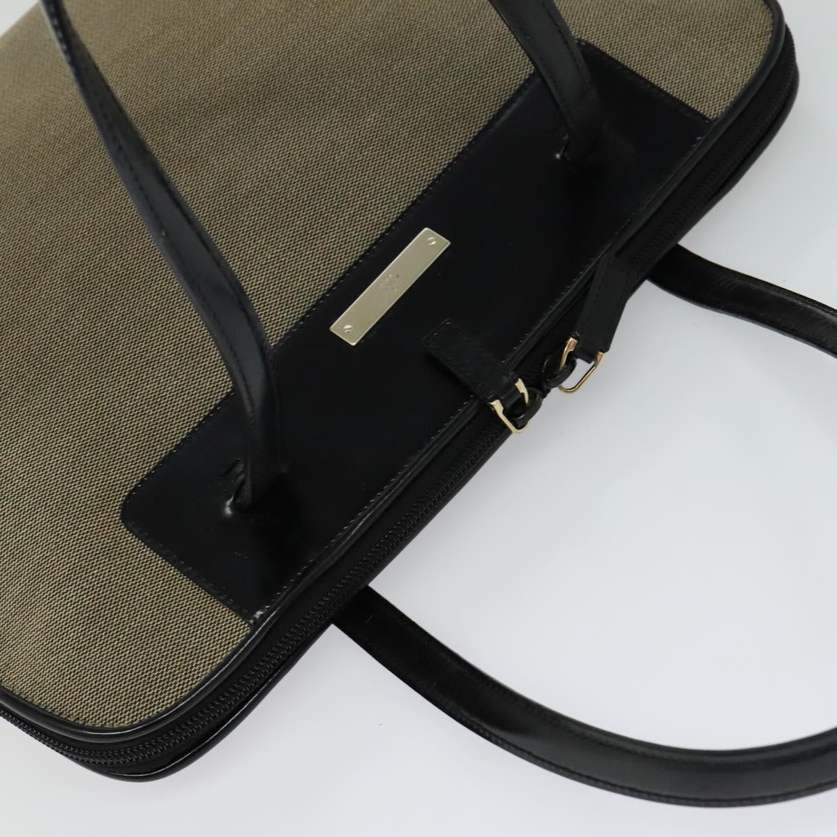 GUCCI Tote Bag Canvas Leather Gray Black Silver 002 1122 Auth bs23009
