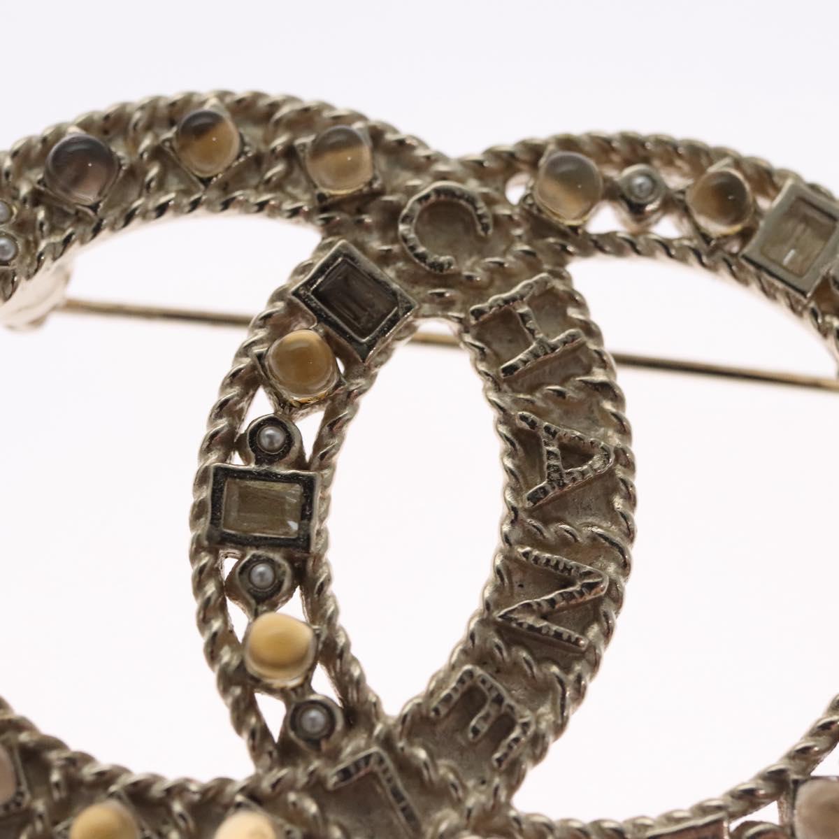 CHANEL COCO Mark Brooch Metal Gold Tone CC Auth bs23015