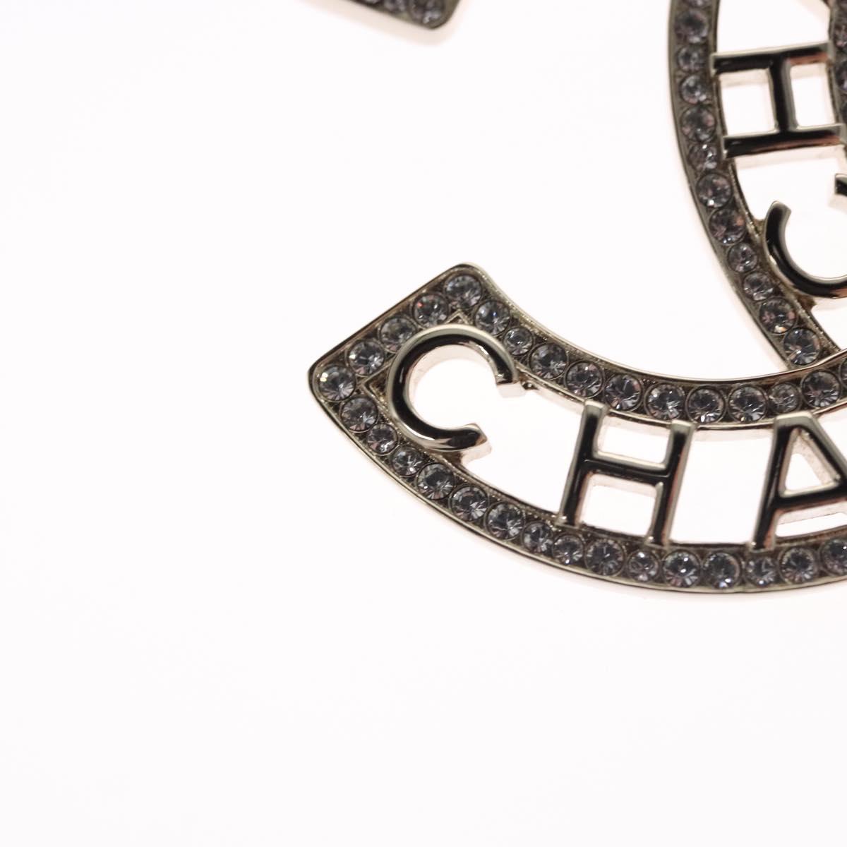 CHANEL COCO Mark Brooch Metal Silver CC Auth bs23017
