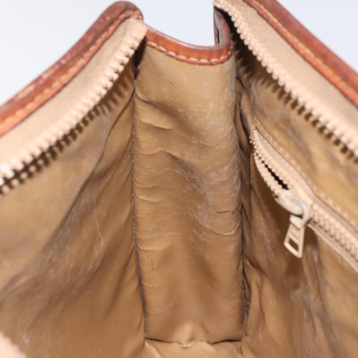 CELINE Macadam Canvas Clutch Bag PVC Beige Gold Auth bs23019