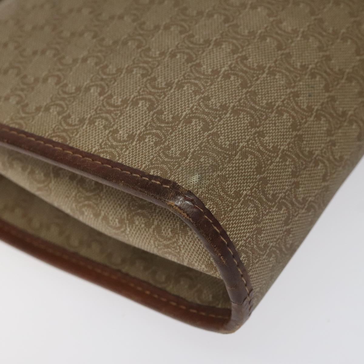 CELINE Macadam Canvas Clutch Bag PVC Beige Gold Auth bs23019