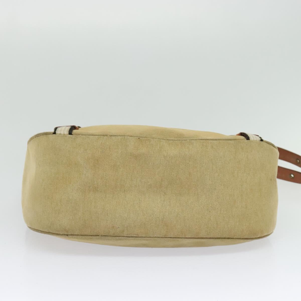 BURBERRY Blue Label Shoulder Bag Canvas Beige Gold Auth bs23029