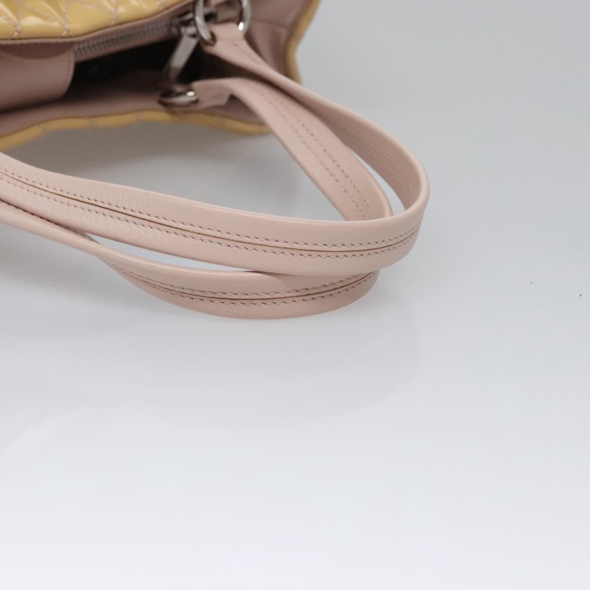 Salvatore Ferragamo Vala Hand Bag Patent Leather Beige Silver Auth bs23034