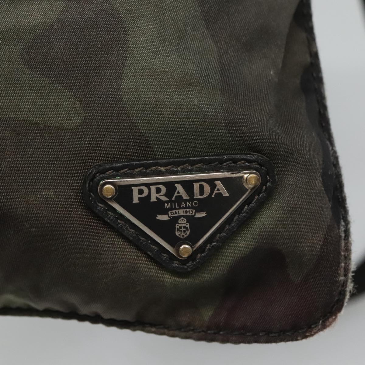 PRADA Shoulder Bag Nylon Khaki Black Auth bs23050