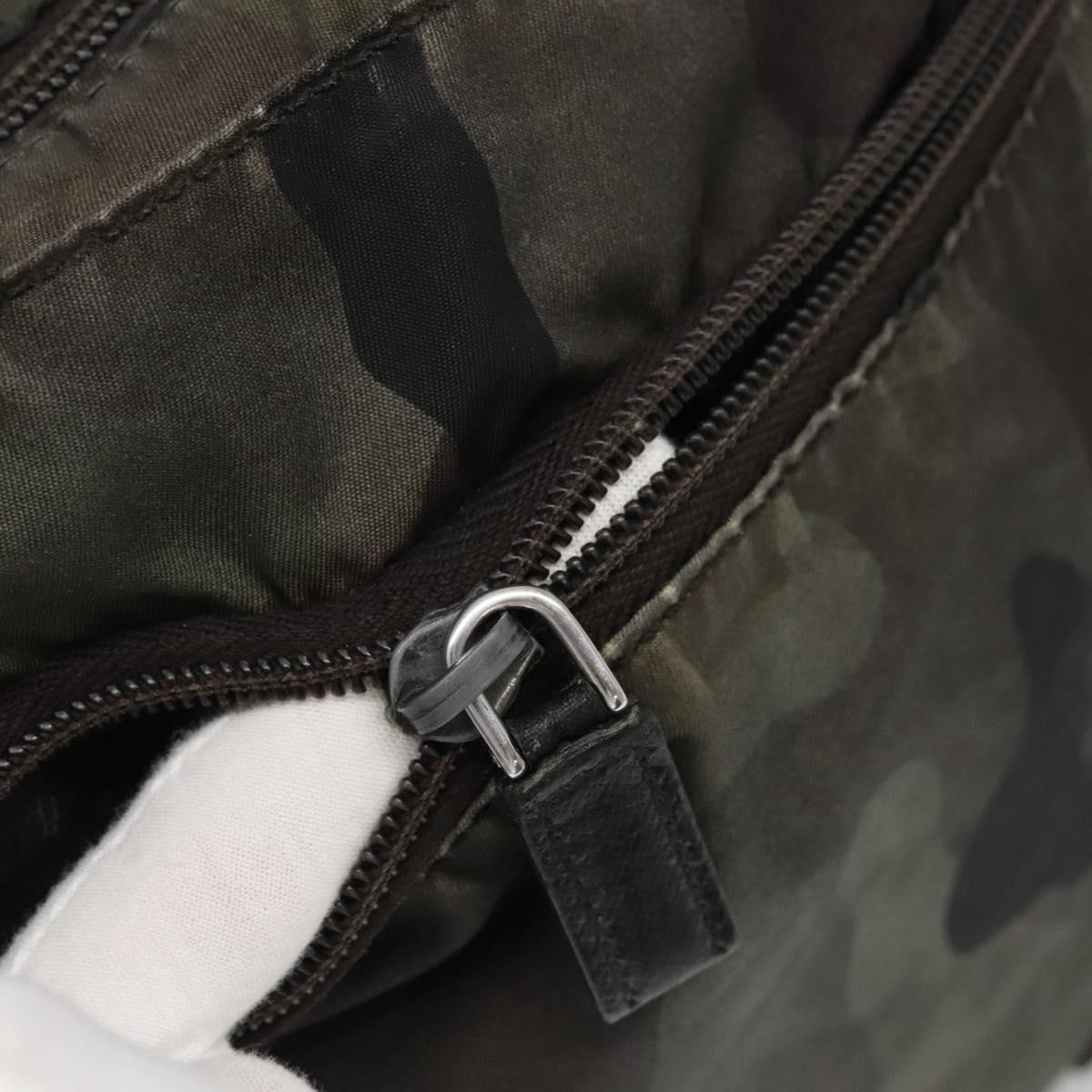 PRADA Shoulder Bag Nylon Khaki Black Auth bs23050