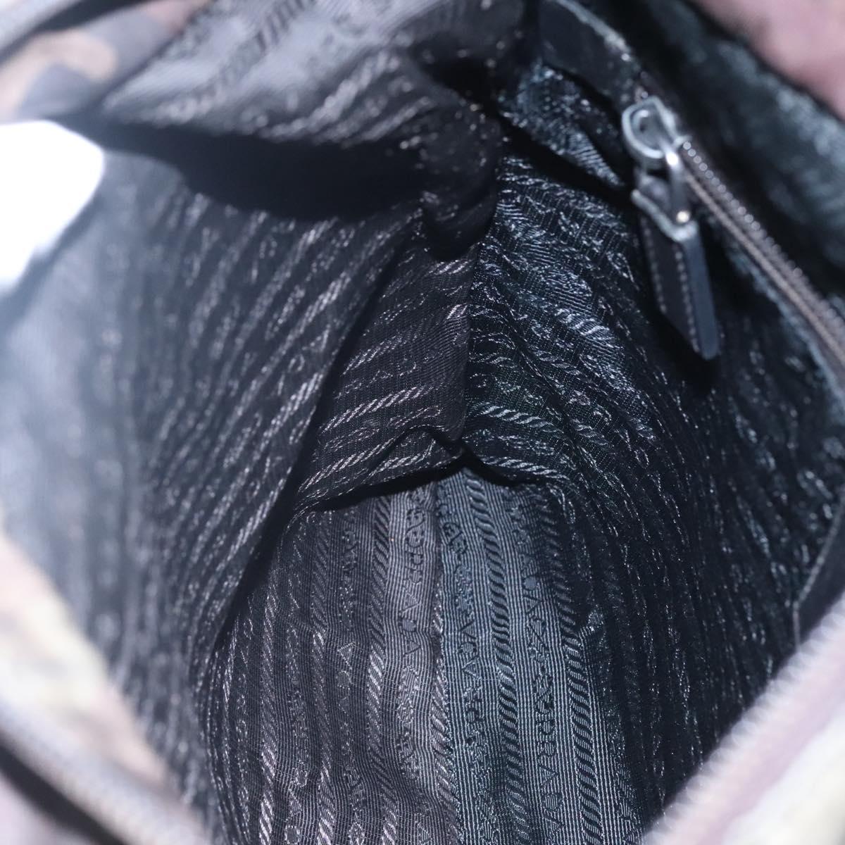 PRADA Shoulder Bag Nylon Khaki Black Auth bs23050