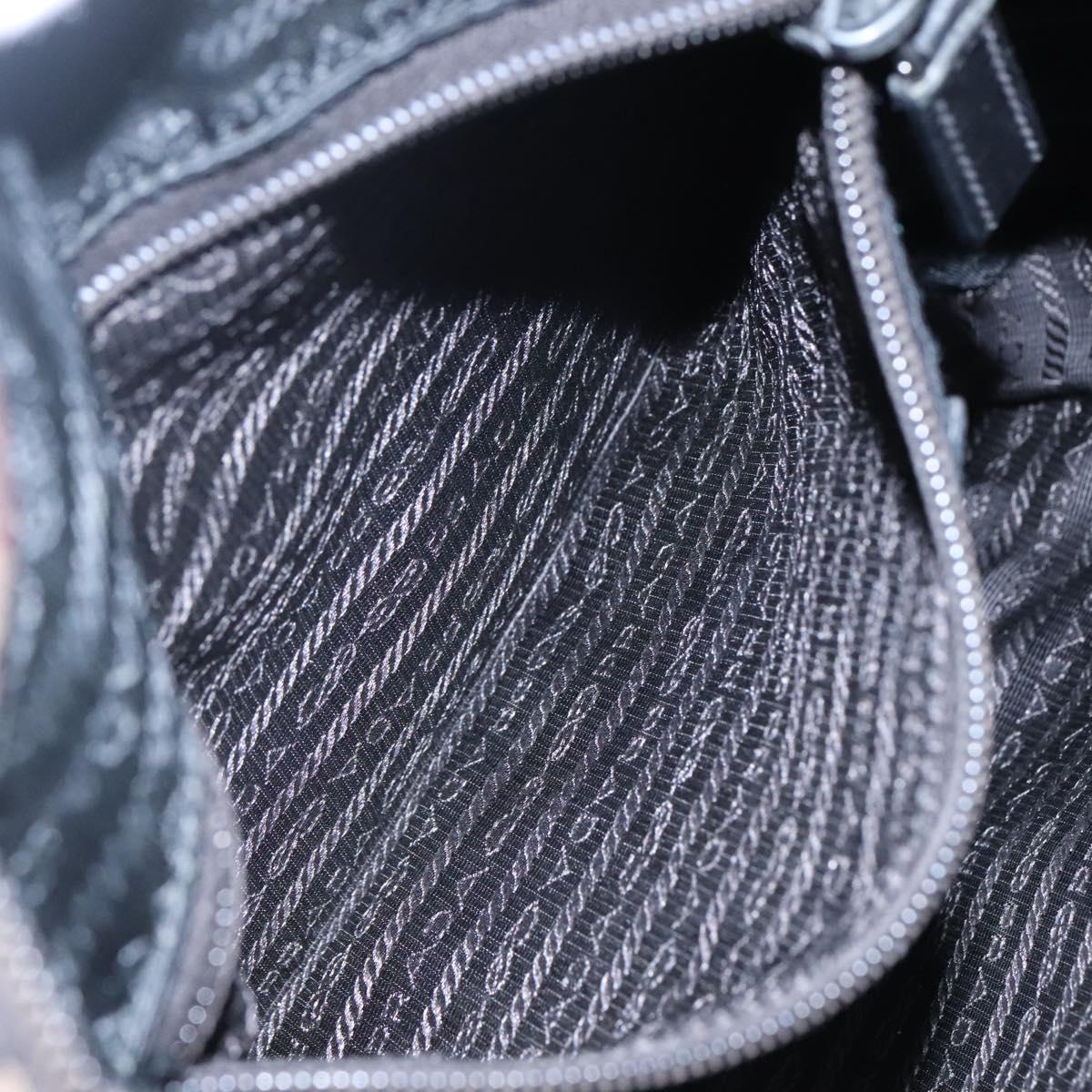 PRADA Shoulder Bag Nylon Khaki Black Auth bs23050