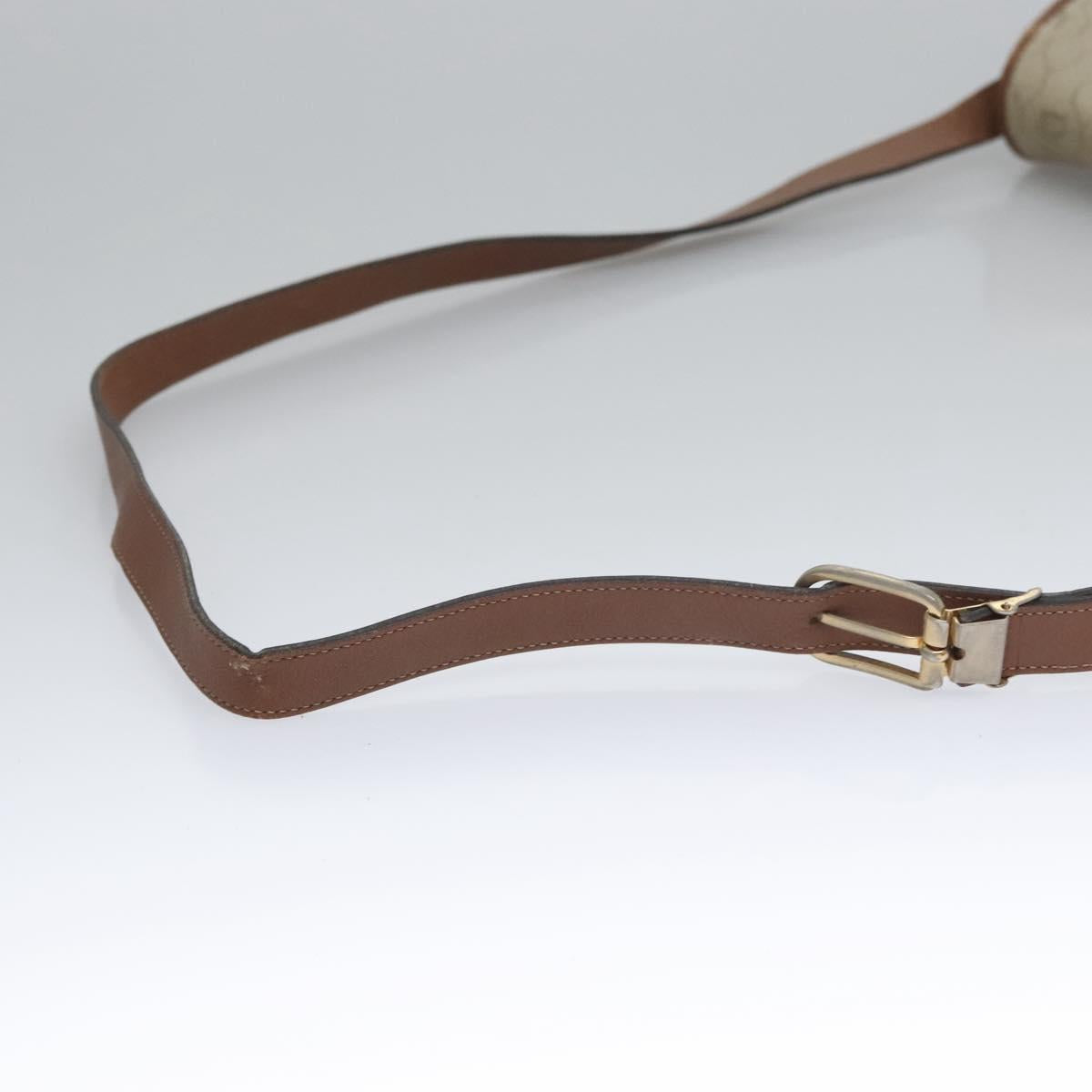 Christian Dior Honeycomb Canvas Shoulder Bag PVC Leather Beige Auth bs23056