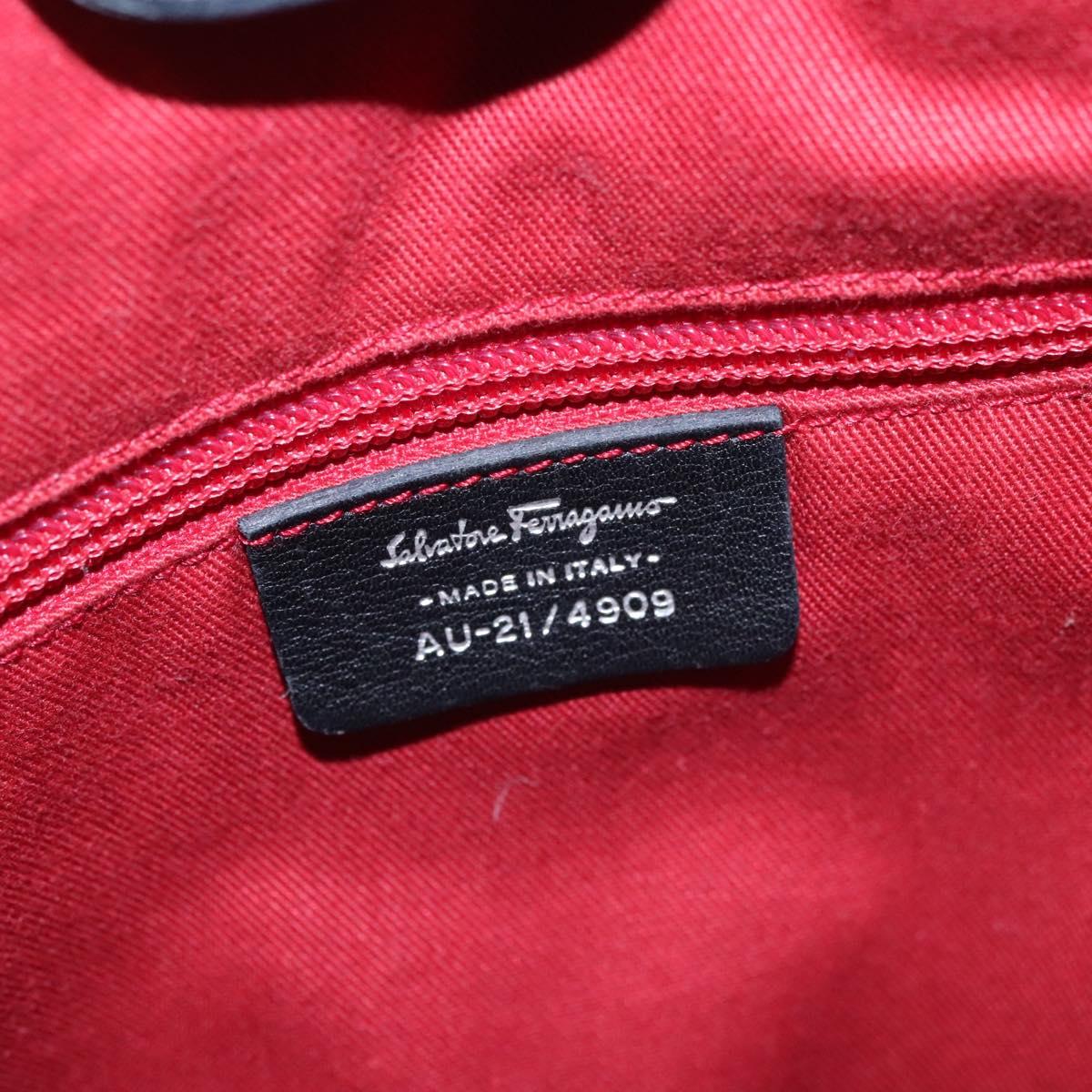 Salvatore Ferragamo Gancini Tote Bag Canvas Black Silver Auth bs23065