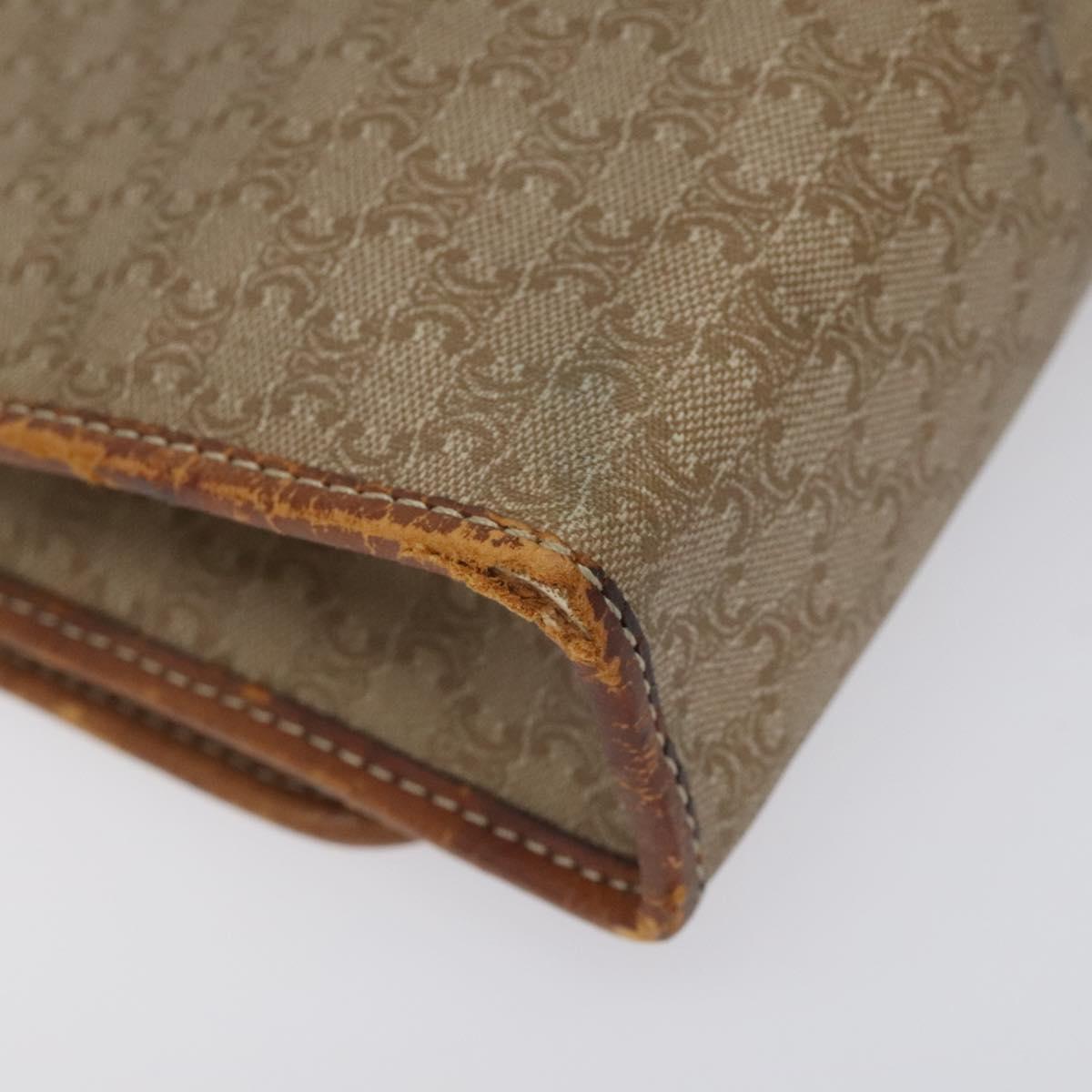 CELINE Macadam Canvas Shoulder Bag PVC Beige Brown gold Auth bs23079