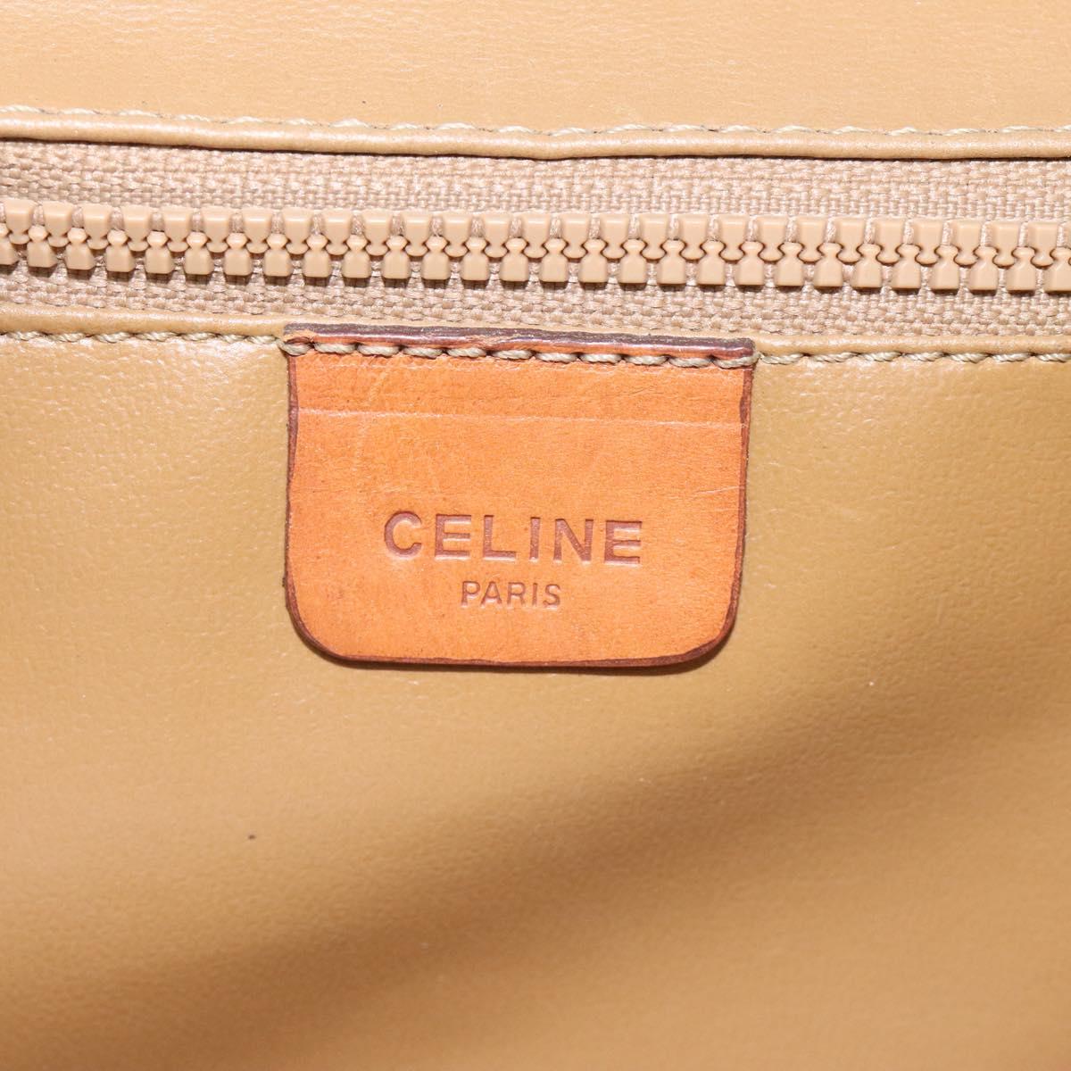 CELINE Macadam Canvas Shoulder Bag PVC Beige Brown gold Auth bs23079