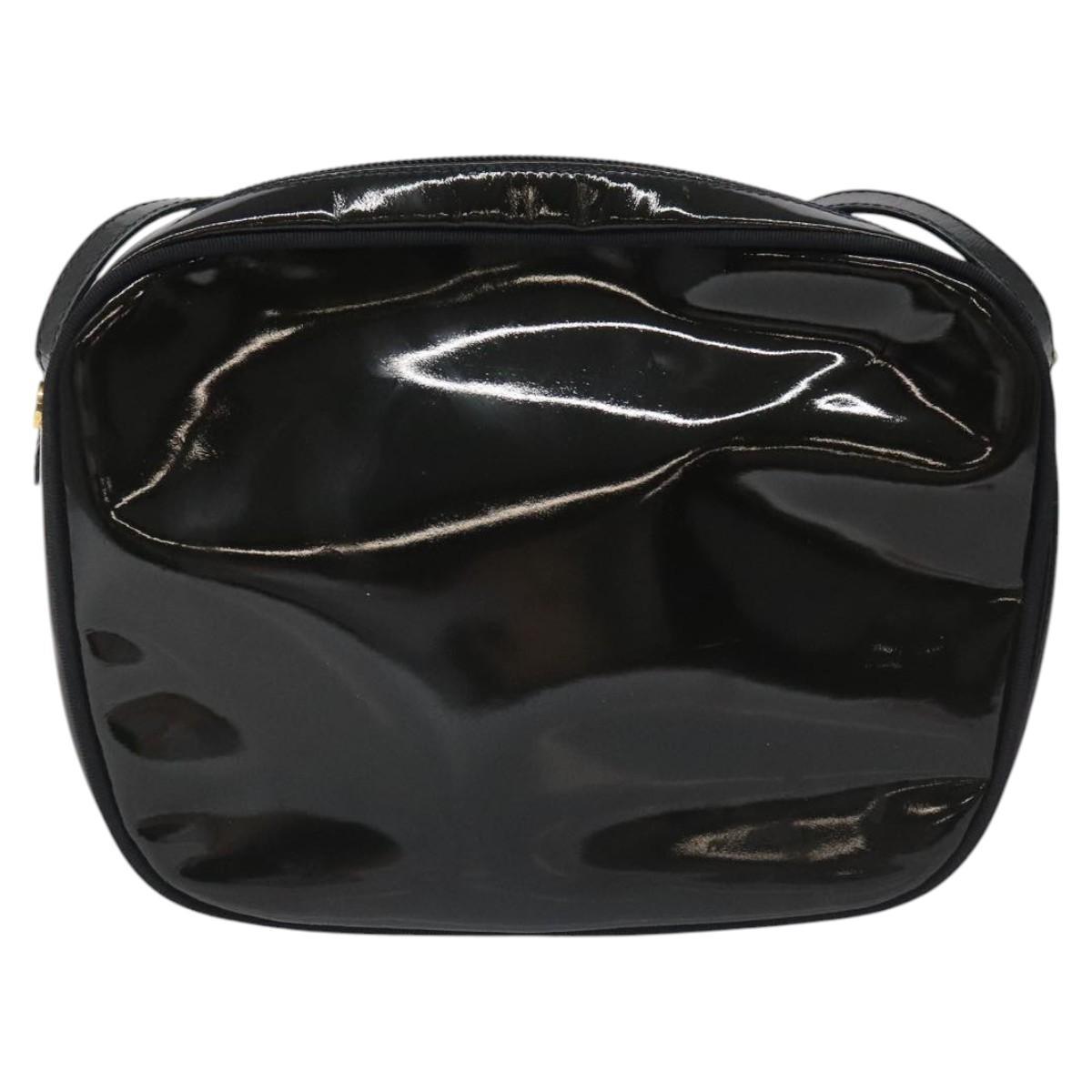 Salvatore Ferragamo Vala Shoulder Bag Patent leather Black Gold Auth bs23082